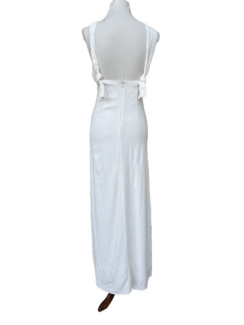 Stone Cold Fox Women’s White Rayon Palm Side Slit Halter Gown Dress Size 4 US - Picture 4 of 16